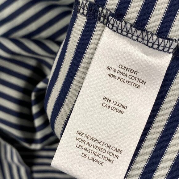 Travis Mathew Golf Polo Shirt Men's 2XL Navy Gray Striped Causal Performance - Picture 11 of 14